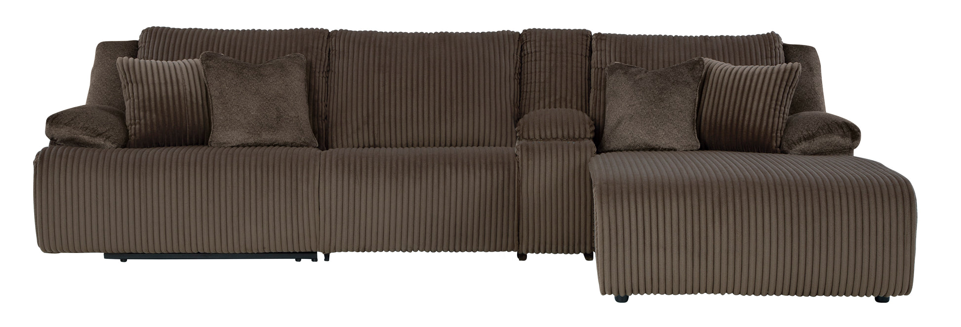 Ashley Top Tier 4-Piece Reclining Sectional with Chaise Chocolate Right-Facing