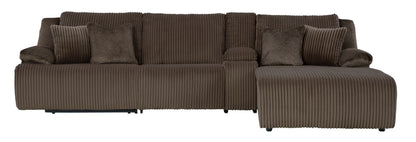 Ashley Top Tier 4-Piece Reclining Sectional with Chaise Chocolate Right-Facing