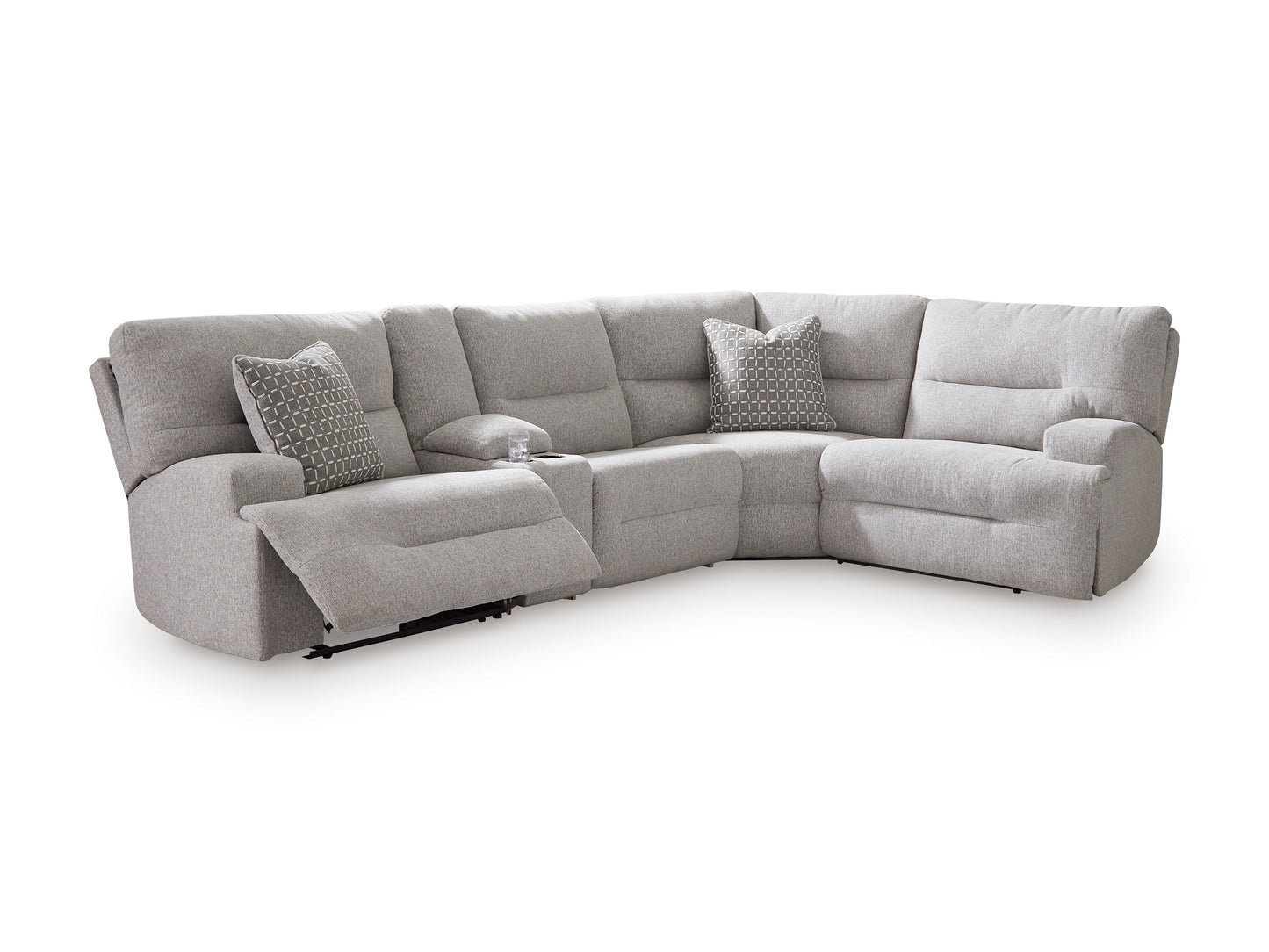 Ashley Acklen Place 5-Piece Next-Gen Nuvella™ Performance Fabric Dual Power Reclining Modular Sectional with Storage Console
