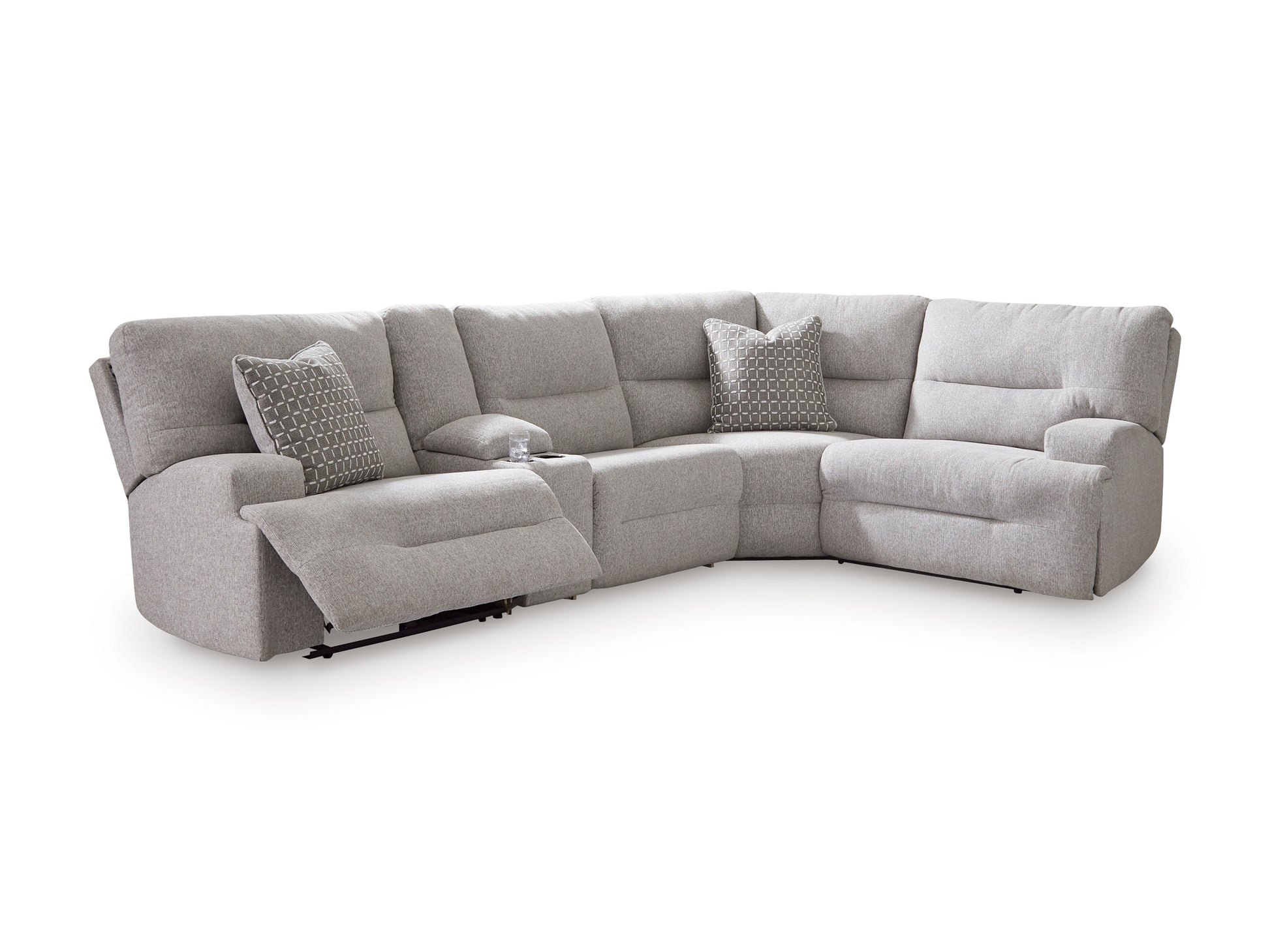 Ashley Acklen Place 5-Piece Next-Gen Nuvella™ Performance Fabric Dual Power Reclining Modular Sectional with Storage Console