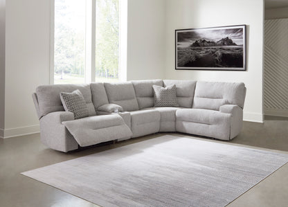 Ashley Acklen Place 5-Piece Next-Gen Nuvella™ Performance Fabric Dual Power Reclining Modular Sectional with Storage Console