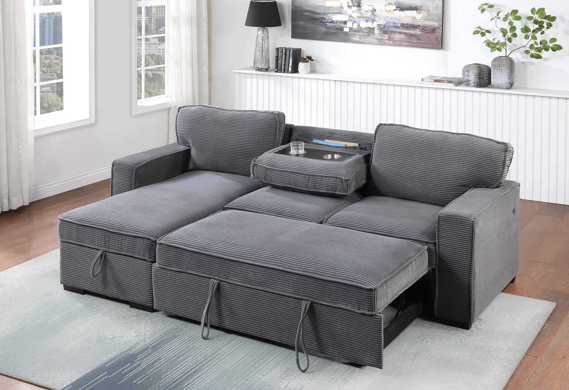 Amir 2-Piece Sectional with Sofa Bed