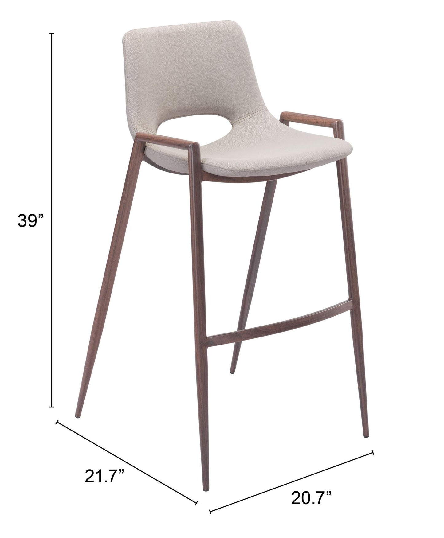 Desi Barstool (Set of 2) Beige & Walnut