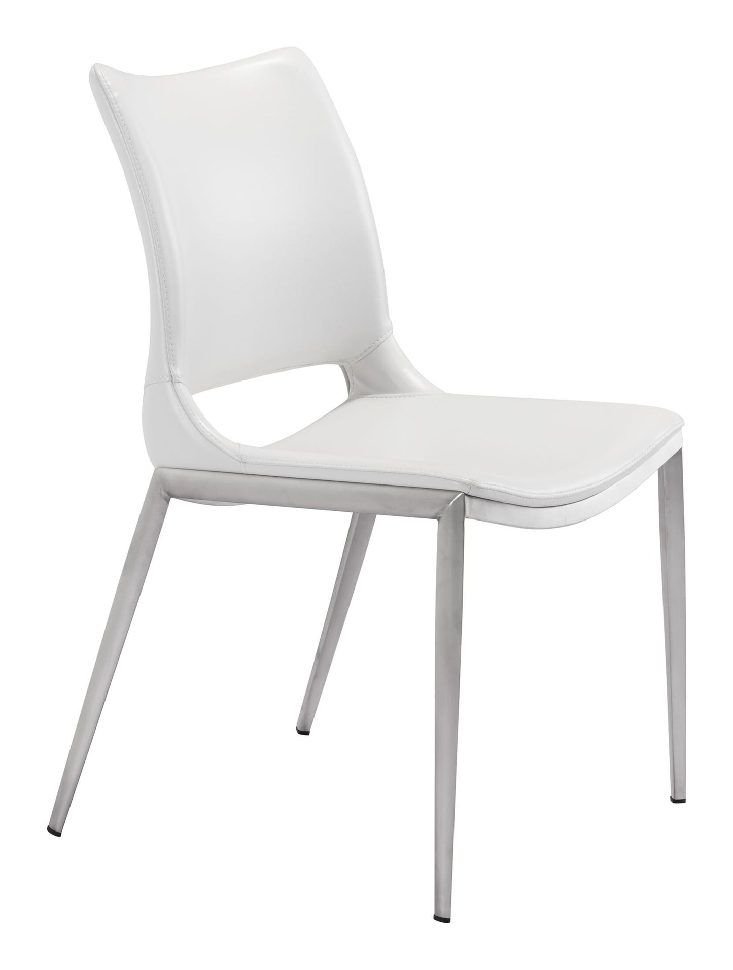 Ace Dining Chair (Set of 2) White & Silver