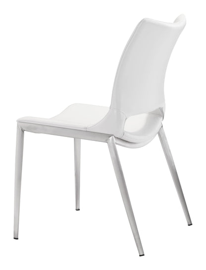 Ace Dining Chair (Set of 2) White & Silver