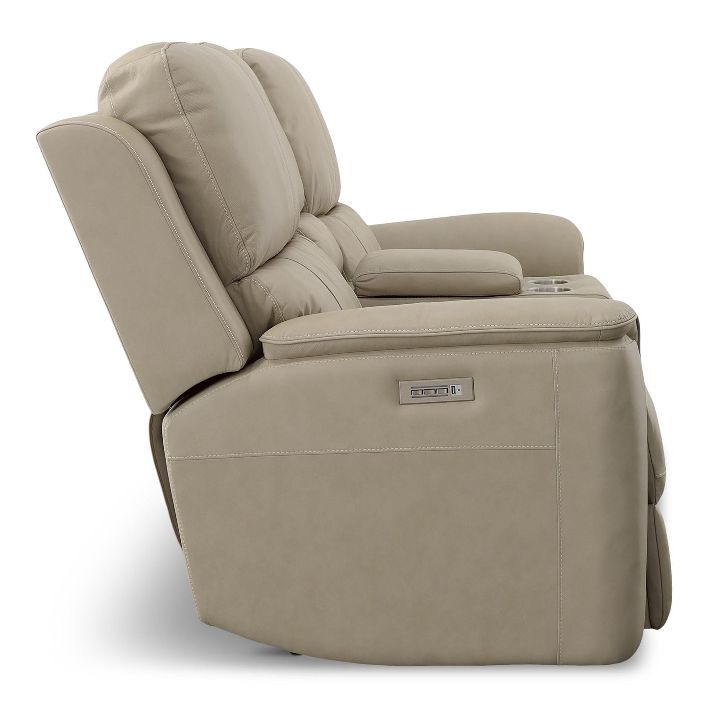 Carmen Leather Power Reclining Loveseat with Console