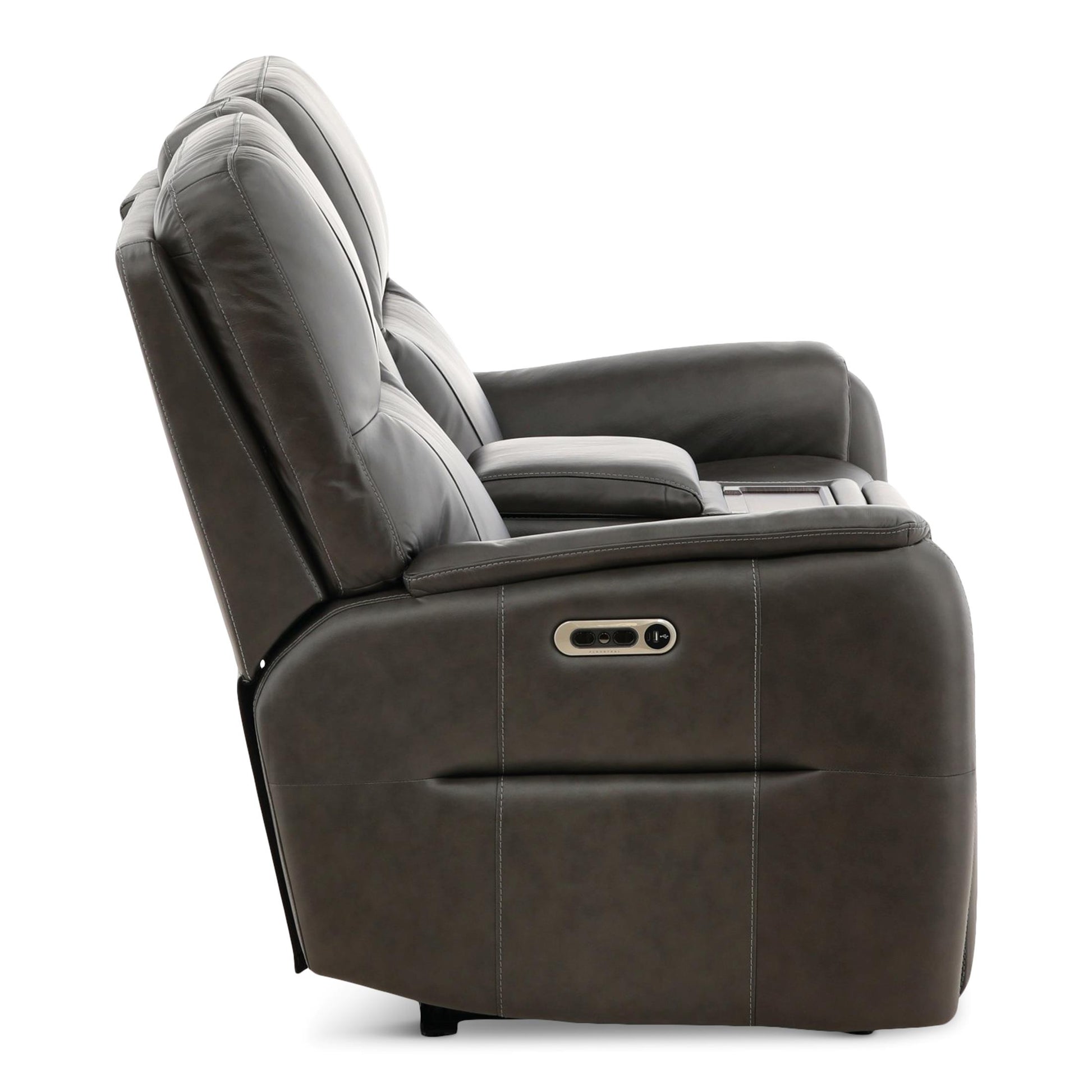 Walker Leather Power Reclining Console Loveseat