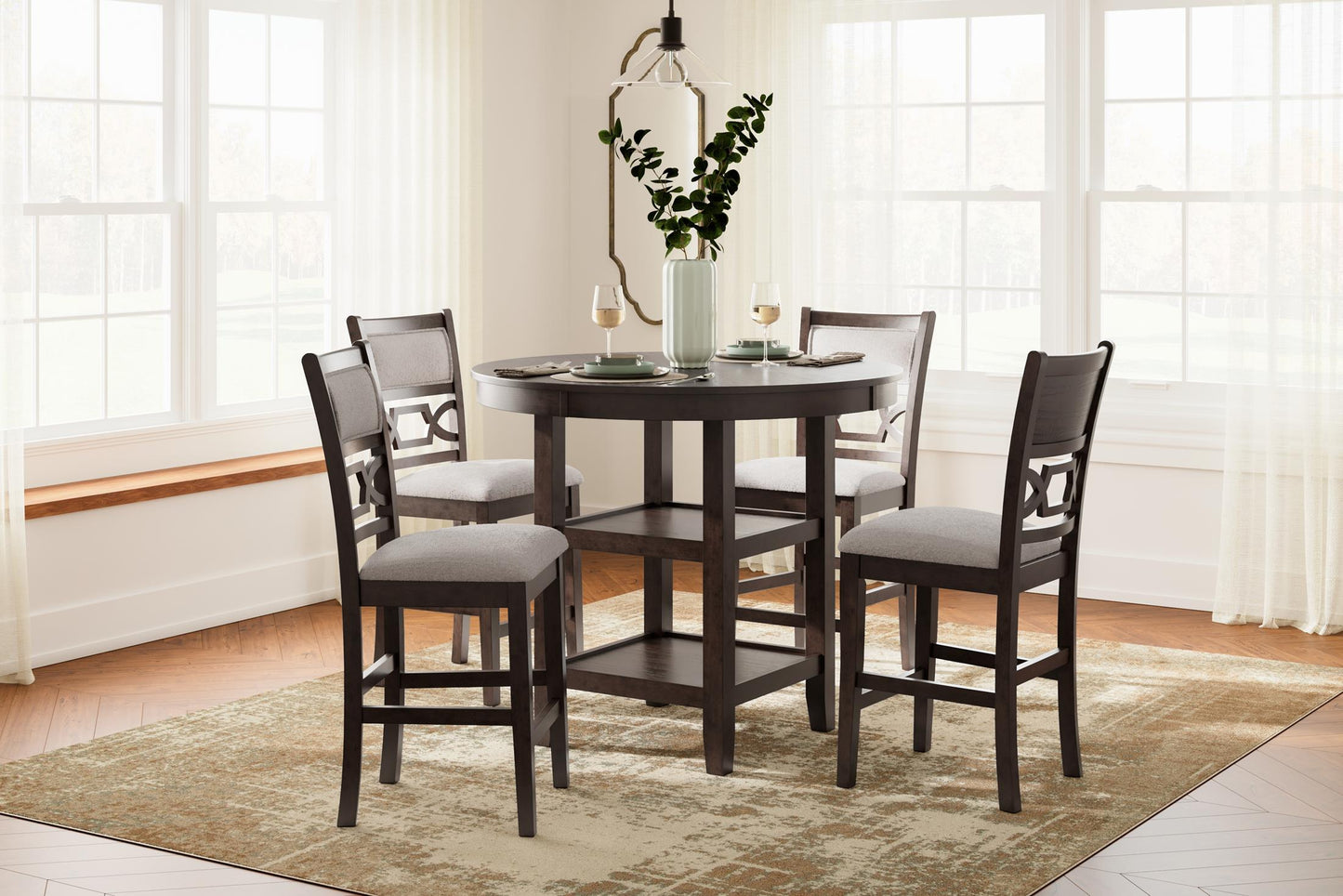 Langwest Counter Height Dining Table and 4 Barstools (Set of 5)