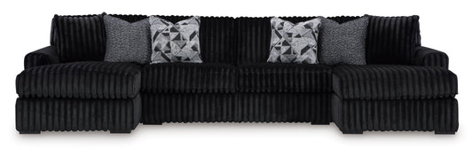 Ashley Midnight-Madness 3-Piece Sectional with Double Chaise Onyx