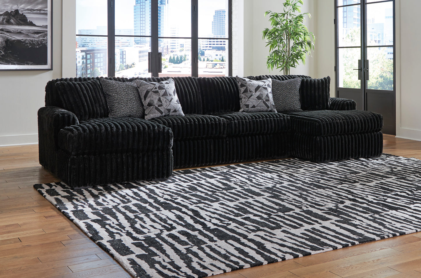 Ashley Midnight-Madness 3-Piece Sectional with Double Chaise