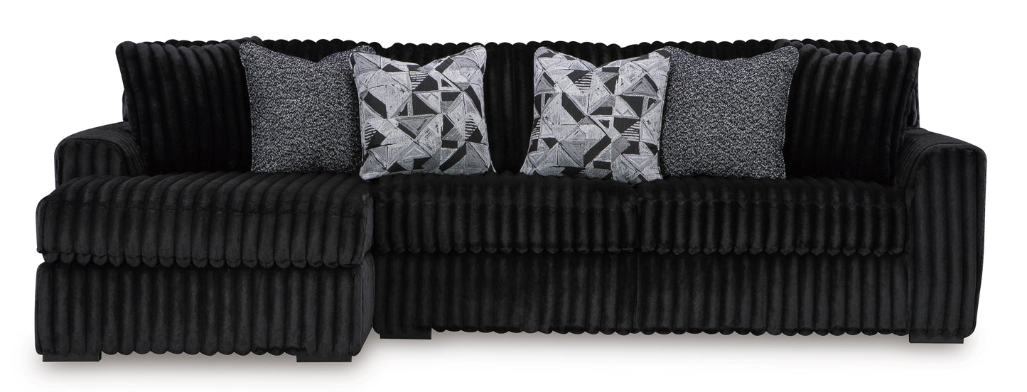 Ashley Midnight-Madness 2-Piece Sofa with Chaise Onyx Left-Facing