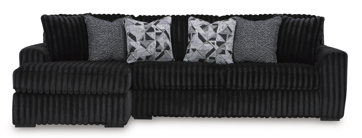 Ashley Midnight-Madness 3-Piece Sectional with Chaise Onyx Left-Facing