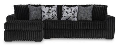 Ashley Midnight-Madness 3-Piece Sectional with Chaise Onyx Left-Facing