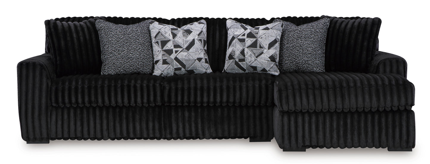 Ashley Midnight-Madness 2-Piece Sofa with Chaise Onyx Right-Facing