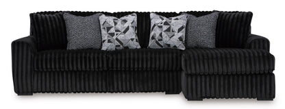 Ashley Midnight-Madness 2-Piece Sofa with Chaise Onyx Right-Facing
