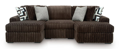 Ashley Midnight-Madness 3-Piece Double Chaise Sofa Chocolate