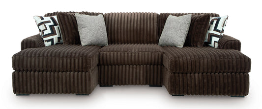Ashley Midnight-Madness 3-Piece Double Chaise Sofa Chocolate