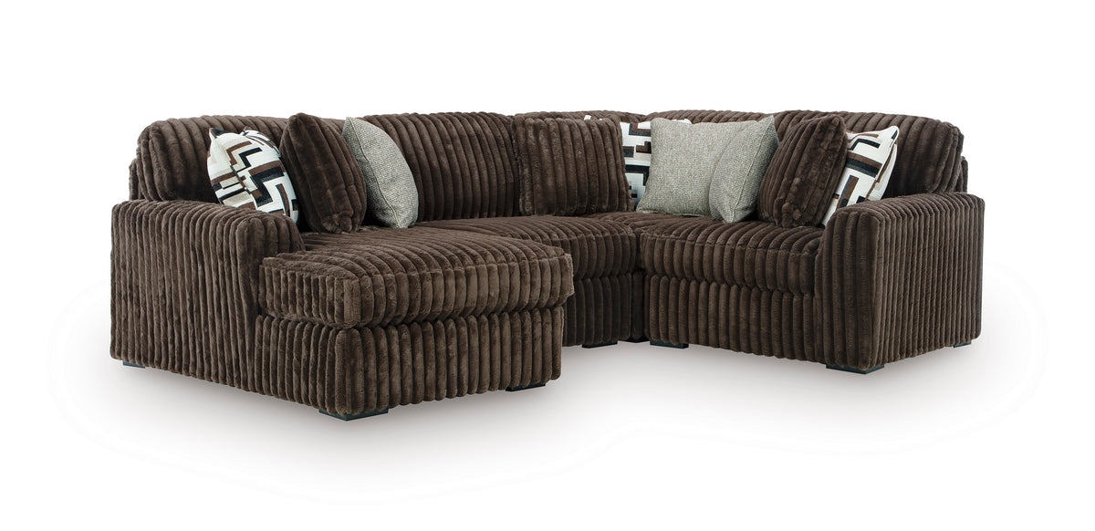 Ashley Midnight-Madness 4-Piece Sectional with Chaise Chocolate Left-Facing