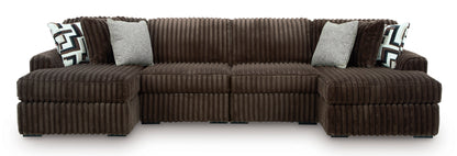 Ashley Midnight-Madness 4-Piece Double Chaise Sectional Chocolate