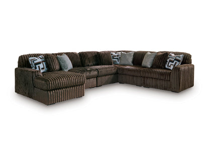 Ashley Midnight-Madness 6-Piece Sectional with Chaise Chocolate Left-Facing