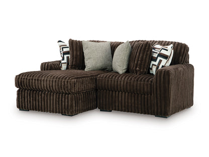Ashley Midnight-Madness 2-Piece Sectional with Chaise Chocolate Left-Facing
