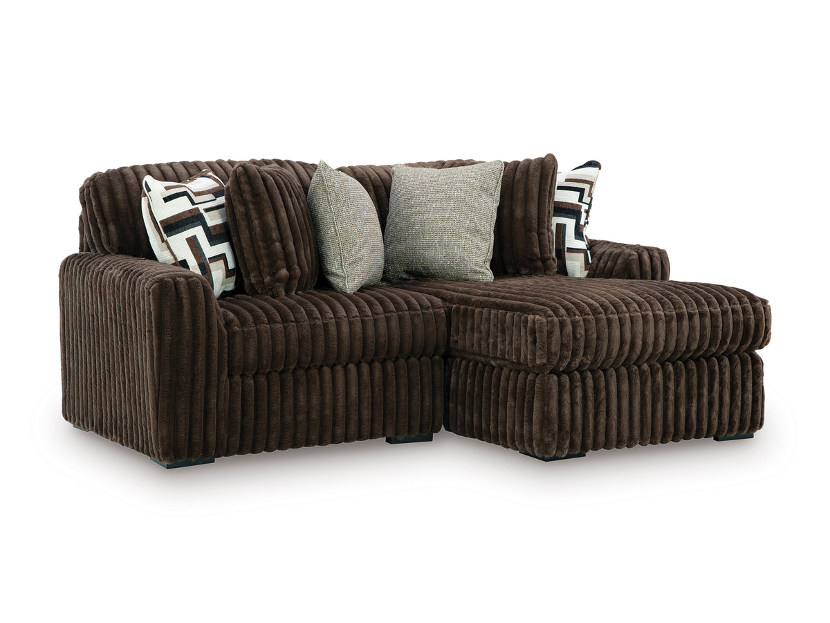 Ashley Midnight-Madness 2-Piece Sectional with Chaise Chocolate Right-Facing