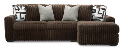 Ashley Midnight-Madness 2-Piece Sofa with Chaise Chocolate Right-Facing