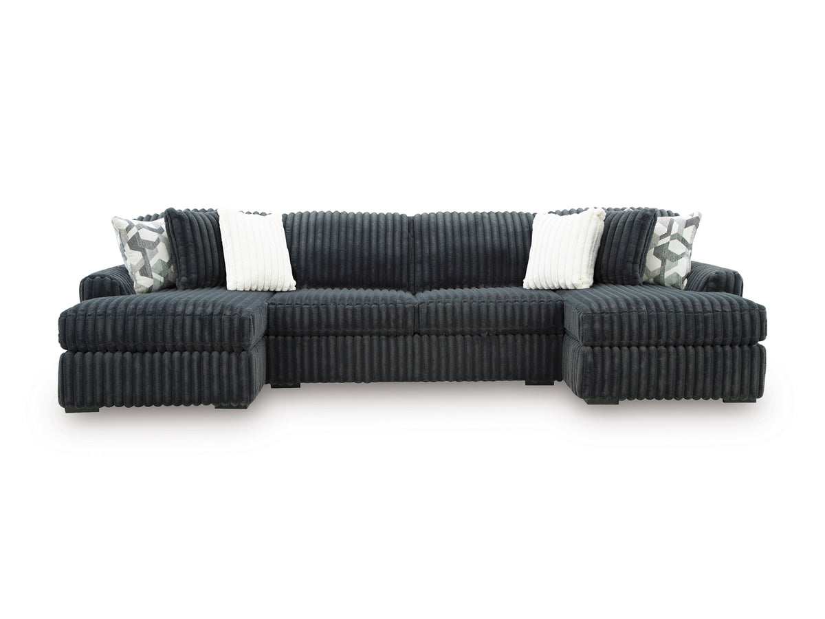 Ashley Midnight-Madness 3-Piece Sectional with Double Chaise Gunmetal