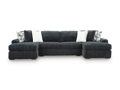 Ashley Midnight-Madness 3-Piece Sectional with Double Chaise Gunmetal