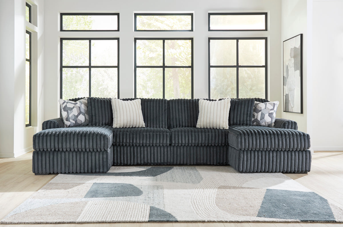 Ashley Midnight-Madness 3-Piece Sectional with Double Chaise