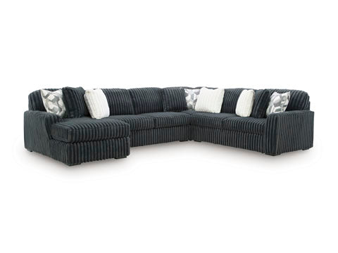 Ashley Midnight-Madness 4-Piece Sectional with Chaise Gunmetal Left-Facing