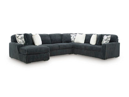 Ashley Midnight-Madness 4-Piece Sectional with Chaise Gunmetal Left-Facing