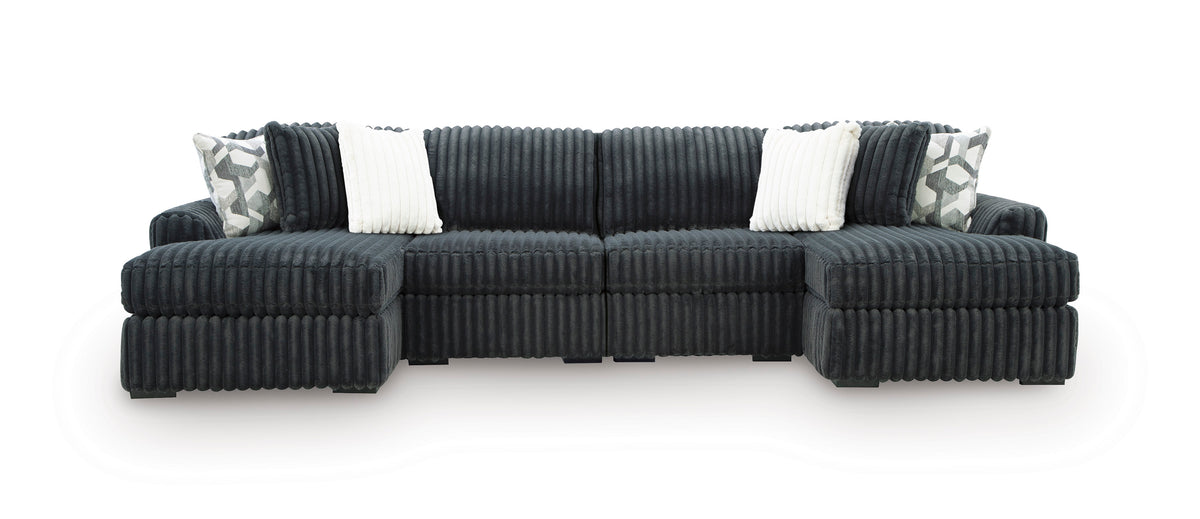 Ashley Midnight-Madness 4-Piece Double Chaise Sectional Gunmetal