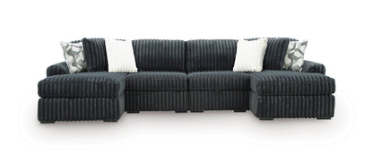 Ashley Midnight-Madness 4-Piece Double Chaise Sectional Gunmetal