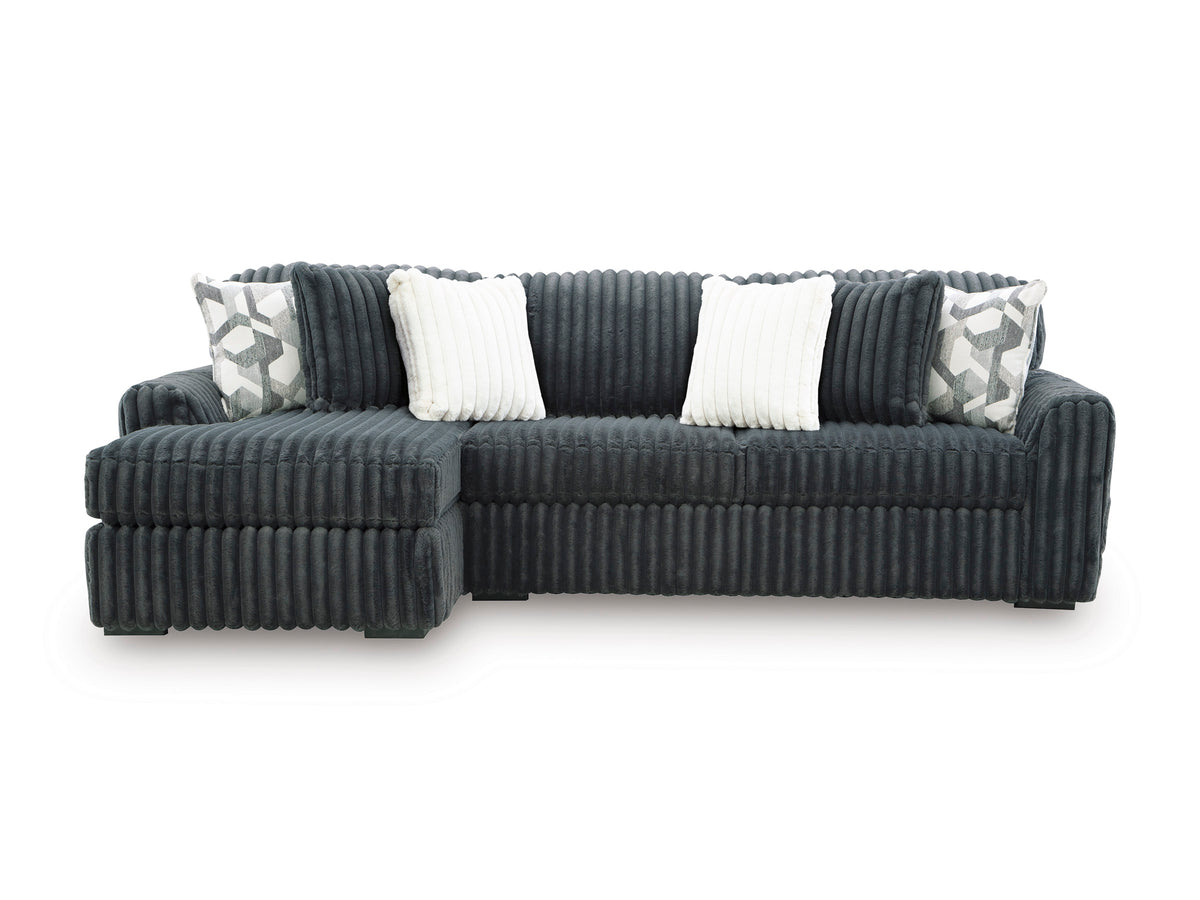 Ashley Midnight-Madness 2-Piece Sofa with Chaise Gunmetal Left-Facing