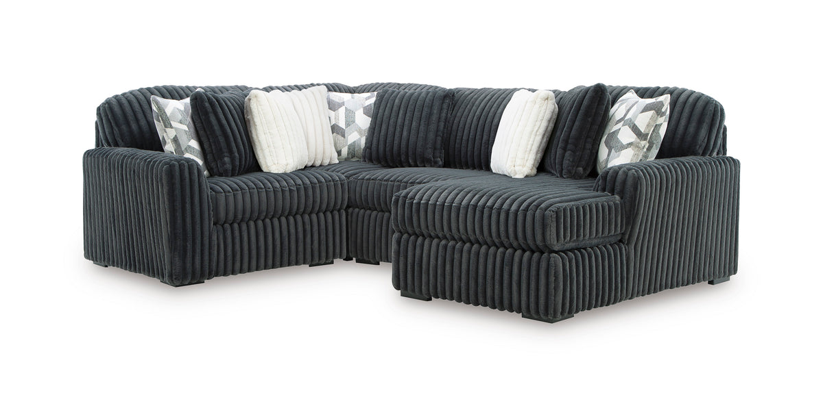 Ashley Midnight-Madness 4-Piece Sectional with Chaise Gunmetal Right-Facing
