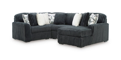 Ashley Midnight-Madness 4-Piece Sectional with Chaise Gunmetal Right-Facing