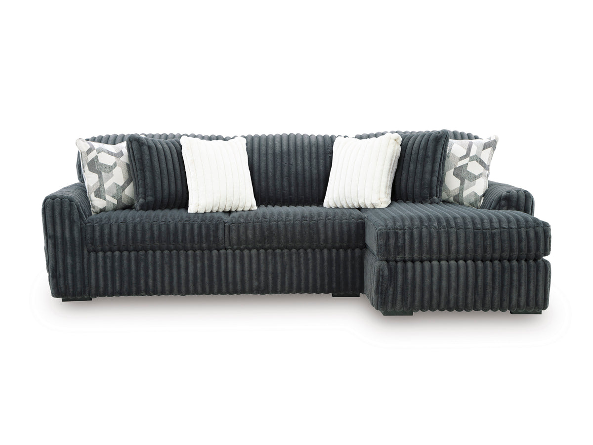Ashley Midnight-Madness 2-Piece Sofa with Chaise Gunmetal Right-Facing