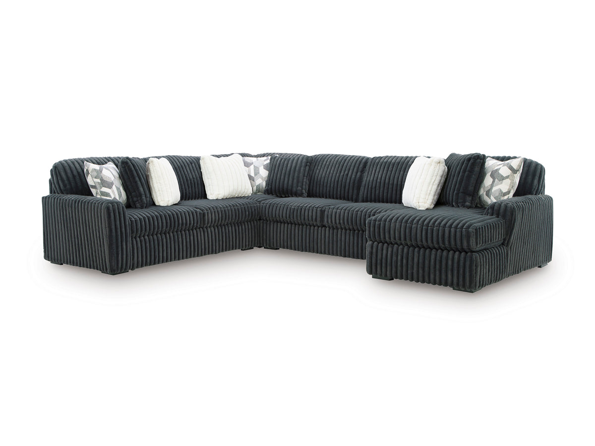 Ashley Midnight-Madness 4-Piece Sectional with Chaise Gunmetal Right-Facing