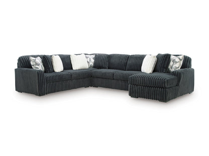Ashley Midnight-Madness 4-Piece Sectional with Chaise Gunmetal Right-Facing