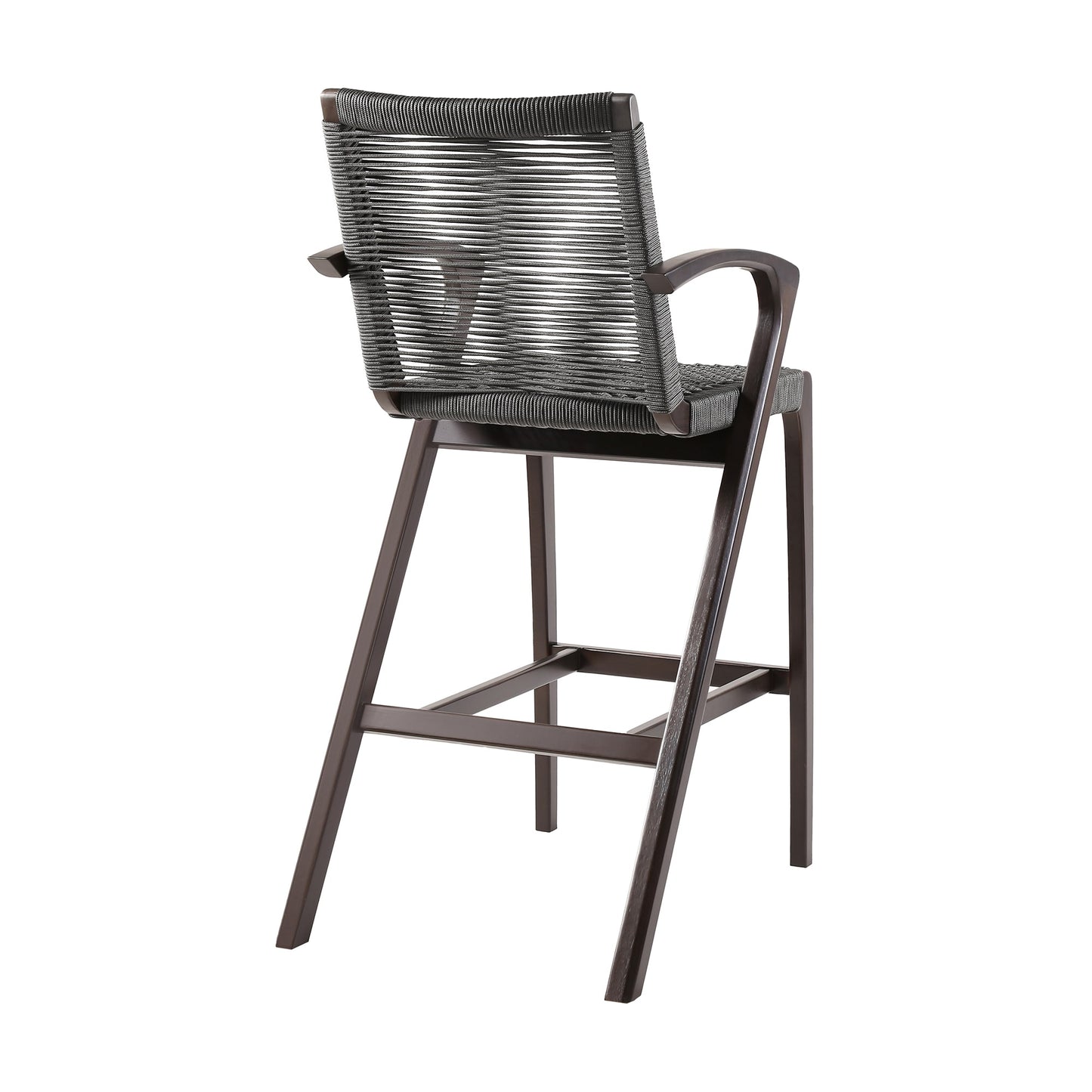 Nabila Outdoor Dark Eucalyptus Wood and Gray Rope Counter and Bar Height Stool