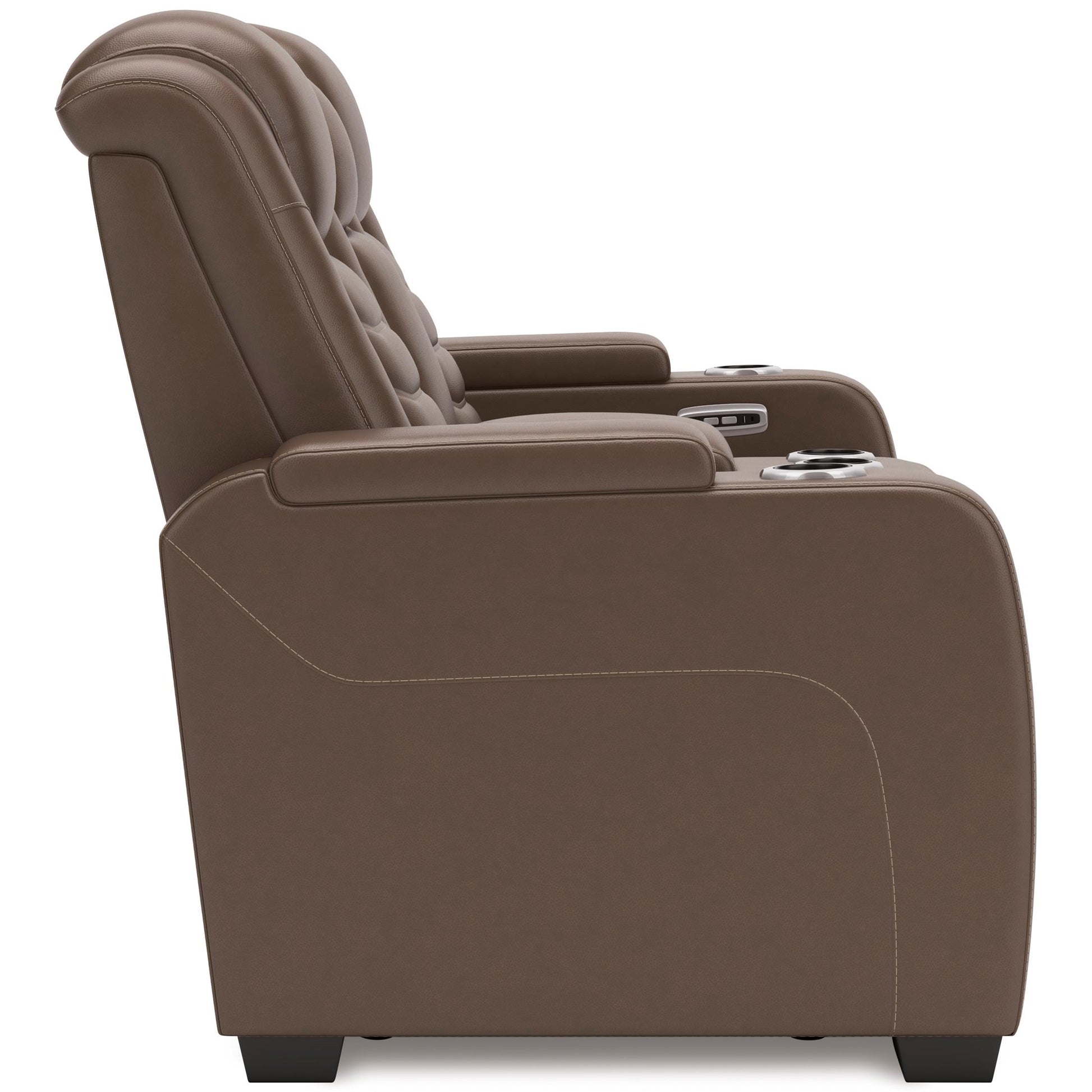 High Impact Leather Power Reclining Console Loveseat