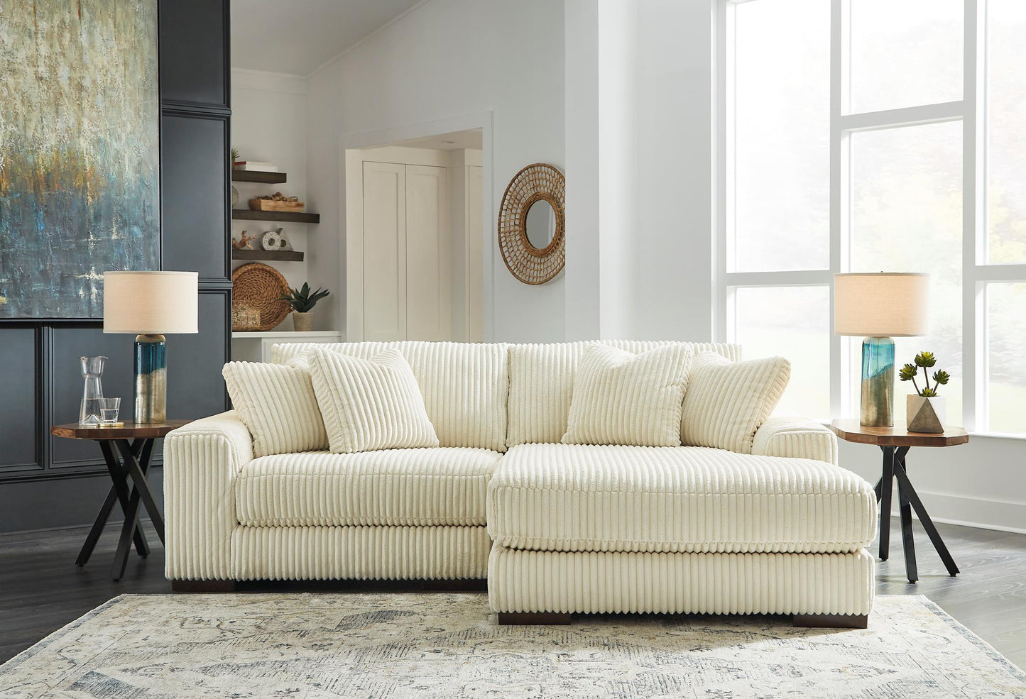 Lindyn 2-Piece Ivory Sectional with Chaise