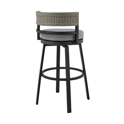 Encinitas Outdoor Patio Counter Height Swivel Bar Stool in Aluminum an