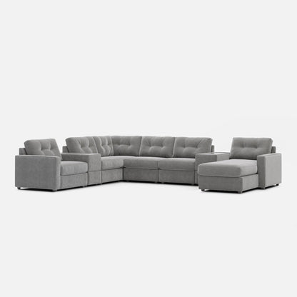 Modular One Right Facing Sectional with E-Console - Granite