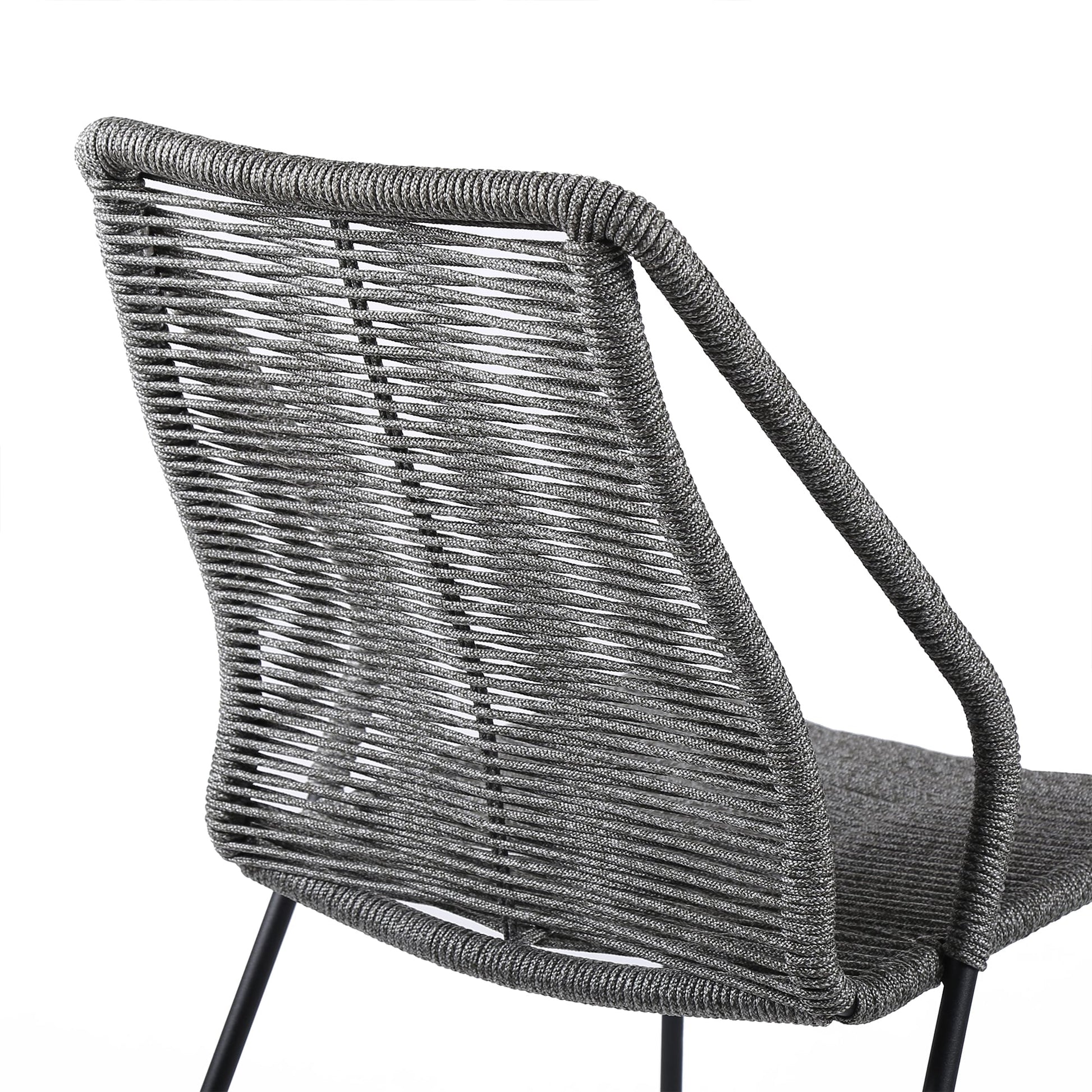 Clip Indoor Outdoor Stackable Steel Dining Chair with Gray Rope (Set o