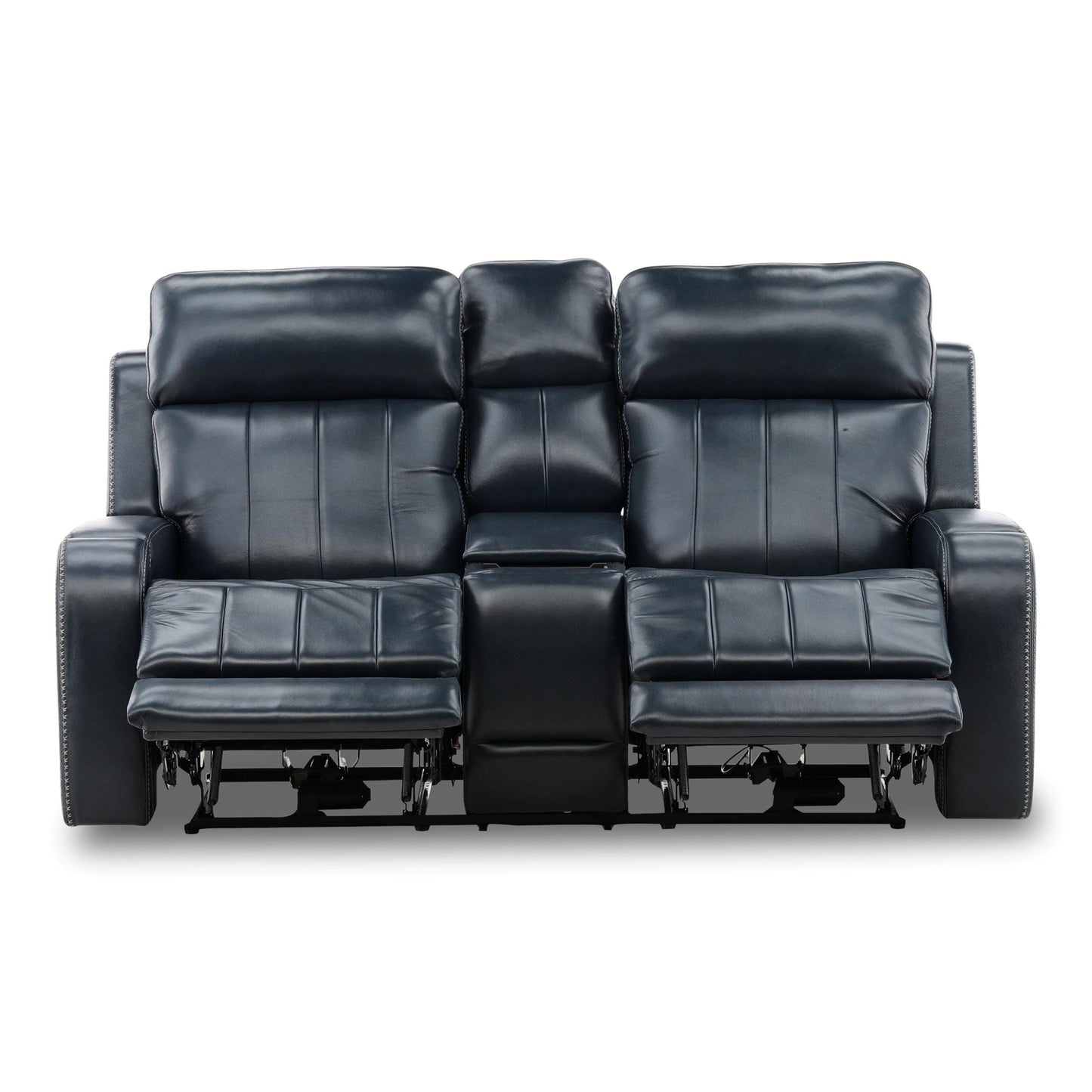 Hampton Leather Power Reclining Console Loveseat