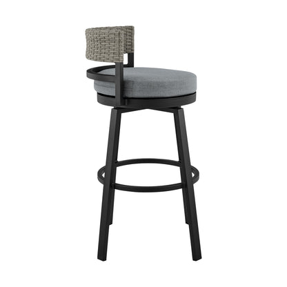 Encinitas Outdoor Patio Counter Height Swivel Bar Stool in Aluminum an