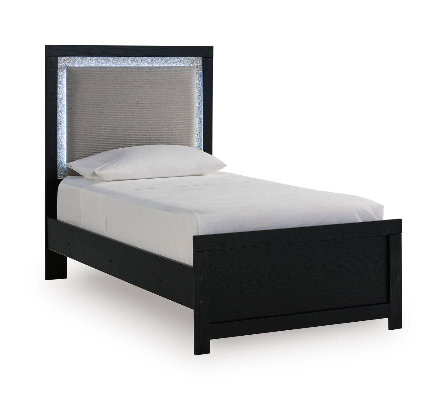 Raechalla Upholstered Panel Bed Black Twin