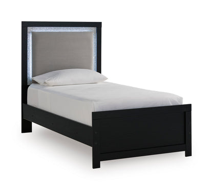 Raechalla Upholstered Panel Bed Black Twin